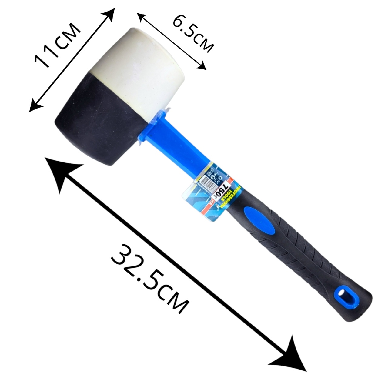 киянка резиновая черно-белая с фиберглассовой рукояткой 750 гр, "maximum" mx 08748 оптом